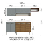 Armário de Cozinha Compacta 229cm Rustic/Cinza Emilly Madesa 13
