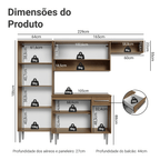 Armário de Cozinha Completa 229cm Rustic/Cinza Emilly Madesa 016