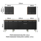 Armário de Cozinha Completa 233cm Rustic/Preto Emilly King Madesa 01