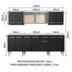 Armário de Cozinha Completa 233cm Rustic/Preto Emilly Wind Madesa 02