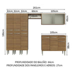 Armário de Cozinha Completa 261cm Rustic Emilly Madesa 03