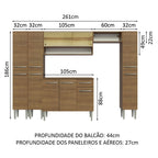 Armário de Cozinha Completa 261cm Rustic Emilly Madesa 04