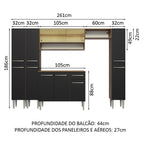 Armário de Cozinha Completa 261cm Rustic/Preto Emilly Madesa 04