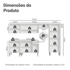 Armário de Cozinha Completa 293cm Branco Emilly Madesa 01