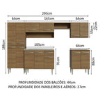 Armário de Cozinha Completa 293cm com Pia Rustic Emilly Madesa 08