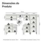 Armário de Cozinha Completa 293cm com Pia Branco Emilly Madesa 09