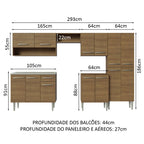 Armário de Cozinha Completa 293cm com Pia Rustic Emilly Madesa 09