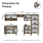 Armário de Cozinha Completa 293cm com Pia Rustic/Cinza Emilly Madesa 09