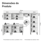 Armário de Cozinha Completa 293cm Branco Emilly Madesa 011