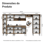 Armário de Cozinha Completa 325cm Rustic Emilly Madesa 07