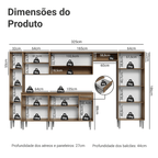 Armário de Cozinha Completa 325cm Rustic/Cinza Emilly Madesa 07