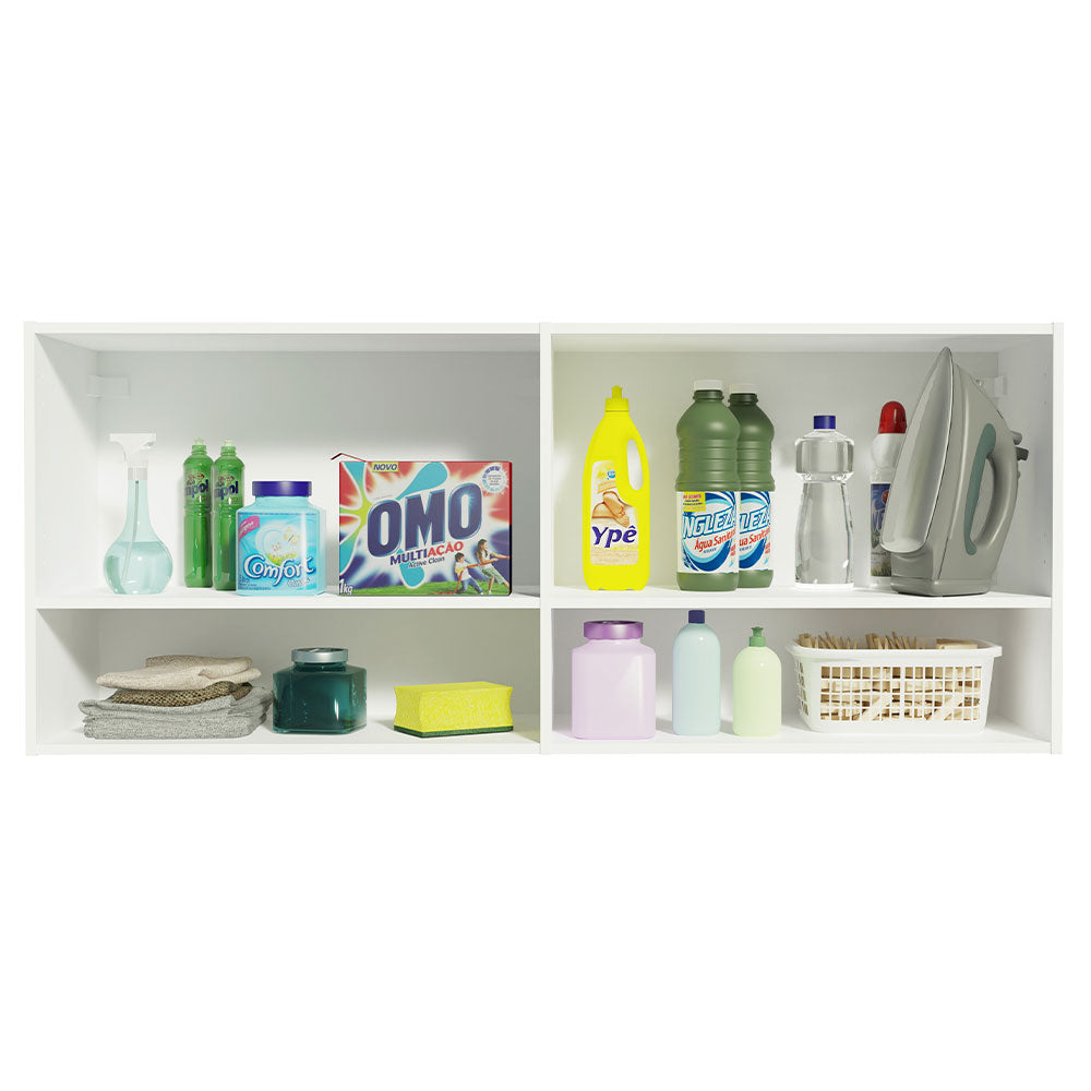 Armário Aéreo 120 cm 2 Portas 2 Nichos Branco para Área de Serviço Madesa