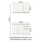 Armário de Cozinha Compacta 120cm Branco Glamy Madesa 01