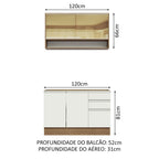 Armário de Cozinha Compacta 120cm Rustic/Branco Glamy Madesa 02