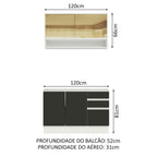 Armário de Cozinha Compacta 120cm Branco/Preto Glamy Madesa 02