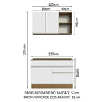 Armário de Cozinha Compacta 120cm Rustic/Branco Glamy Madesa 08