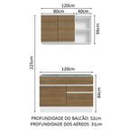 Armário de Cozinha Compacta 120cm Branco/Rustic Glamy Madesa 08