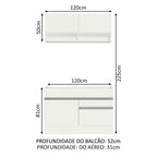 Kit Área De Serviço 120cm com Armário e Balcão Branco Madesa 01