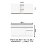 Armário de Cozinha Compacta 150cm Branco Glamy Madesa 01