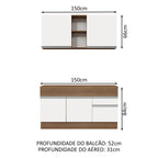 Armário de Cozinha Compacta 150cm Rustic/Branco Glamy Madesa 01