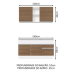 Armário de Cozinha Compacta 150cm Branco/Rustic Glamy Madesa 01