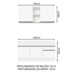Armário de Cozinha Compacta 150cm Branco Glamy Madesa 02