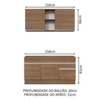 Armário de Cozinha Compacta 150cm Rustic Glamy Madesa 02