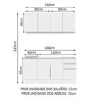 Armário de Cozinha Compacta 160cm Branco Glamy Madesa 01