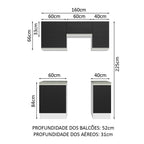 Armário de Cozinha Compacta 160cm Branco/Preto Glamy Madesa 07