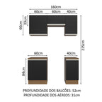 Armário de Cozinha Compacta 160cm Rustic/Preto Glamy Madesa 07
