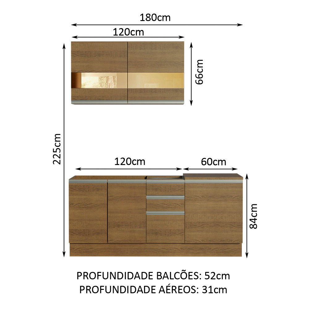 Armário de Cozinha Compacta 180cm Rustic Milão Madesa 02