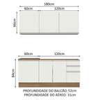 Armário de Cozinha Compacta 180cm Rustic Branco Glamy Madesa 05