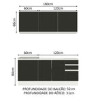 Armário de Cozinha Compacta 180cm Branco Preto Glamy Madesa 05