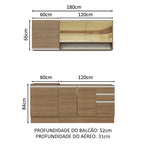 Armário de Cozinha Compacta 180cm Rustic Glamy Madesa 06