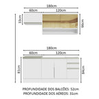 Armário de Cozinha Compacta 180cm Branco Glamy Madesa 08