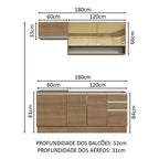 Armário de Cozinha Compacta 180cm Rustic Glamy Madesa 08