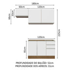 Armário de Cozinha Compacta 180cm Rustic/Branco Glamy Madesa 09