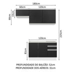 Armário de Cozinha Compacta 180cm Branco/Preto Glamy Madesa 09