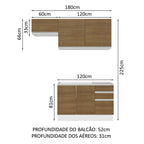Armário de Cozinha Compacta 180cm Branco/Rustic Glamy Madesa 09