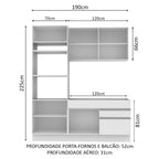 Armário de Cozinha Compacta 6 Portas 2 Gavetas (Sem Tampo e Pia) Branco Lívia Madesa