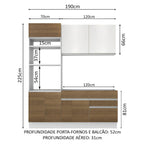 Armário de Cozinha Compacta 6 Portas 2 Gavetas (Sem Tampo e Pia) Branco/Rustic/Branco Lívia Madesa