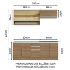 Armário de Cozinha Compacta 200cm Rustic Glamy Madesa 03