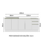 Kit com 2 Balcões de Cozinha Madesa Glamy 4 Portas 3 Gavetas (Sem Tampo e Pia) Branco Branco