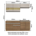 Armário de Cozinha Compacta 200cm Rustic/Crema Glamy Madesa 07
