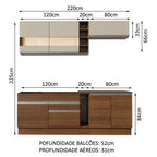 Armário de Cozinha Completa 220cm Rustic/Rustic/Crema Parma Madesa 02