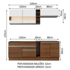 Armário de Cozinha Completa 220cm Rustic/Rustic/Branco Parma Madesa 02