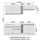 Armário de Cozinha Completa 220cm Branco Parma Madesa 03
