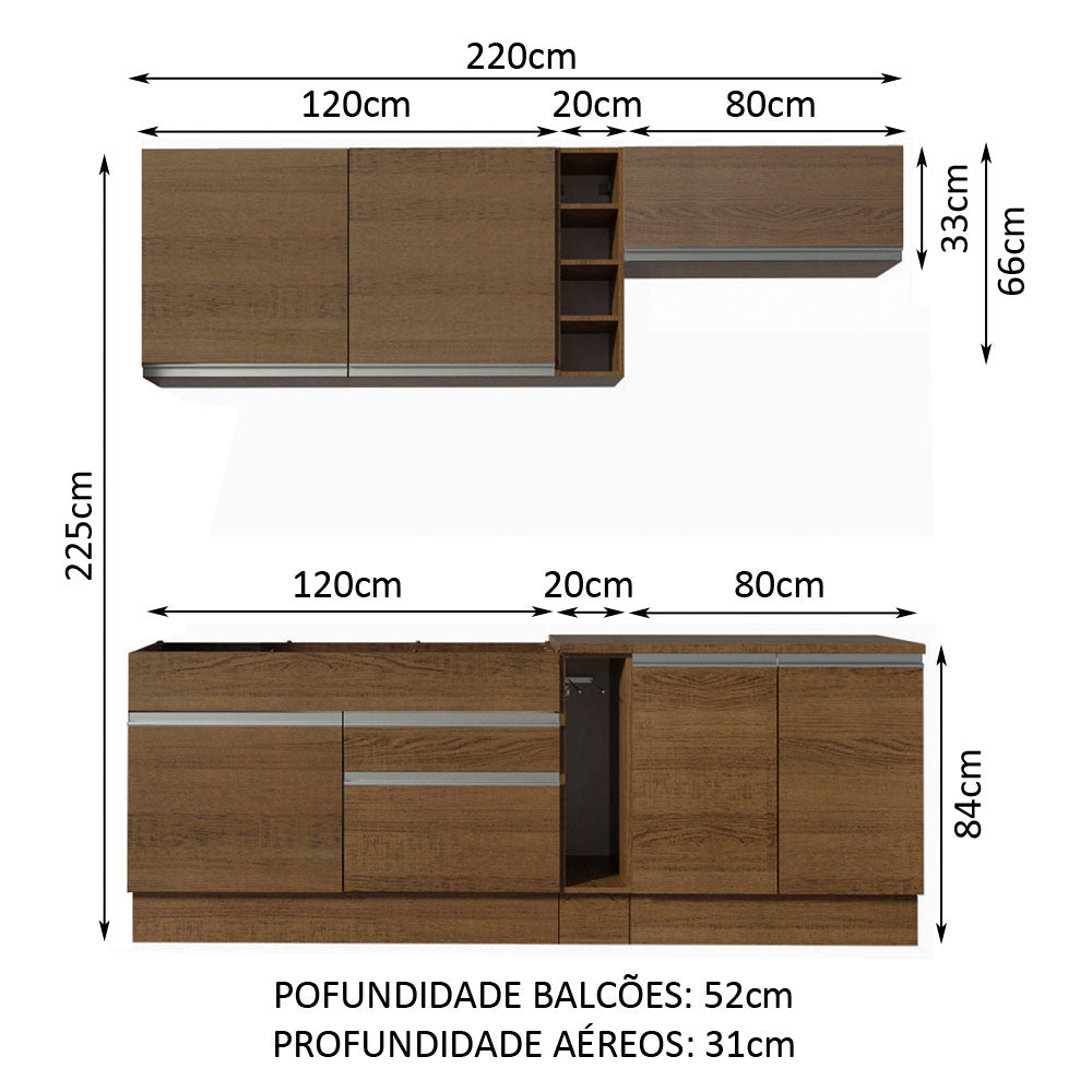Armário de Cozinha Completa 220cm Rustic Parma Madesa 03