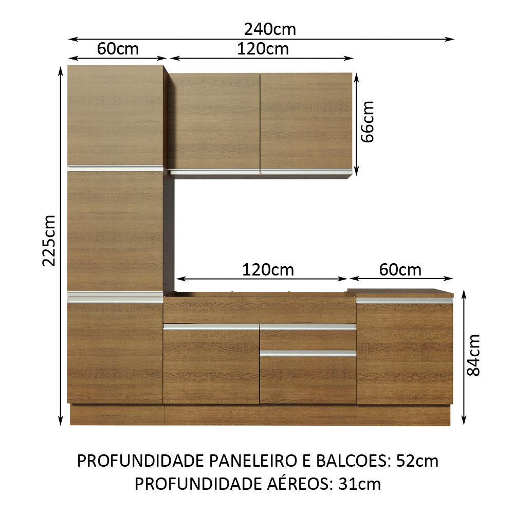 Armário de Cozinha Completa 240cm Rustic Bari Madesa 01