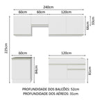 Armário de Cozinha Completa 240cm Branco Glamy Madesa 08